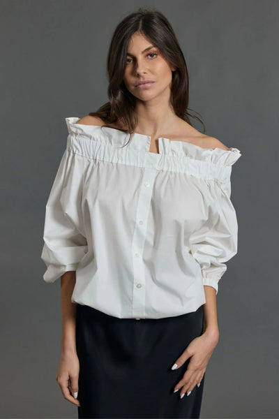 Ayako Ruffle Blouse - White