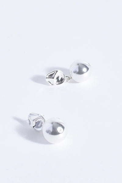 Ball Drop Organic Top Earrings - Silver
