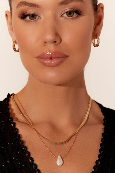 Baroque Pearl Layered Necklace - Silver