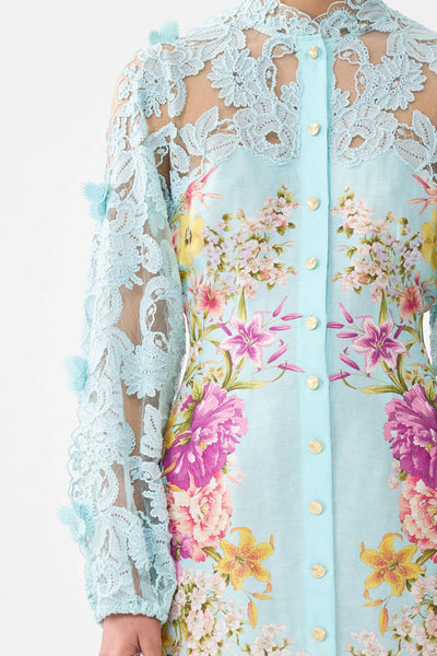 Bazaar Blooms Lace Sleeve Mini Dress