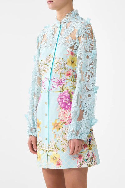 Bazaar Blooms Lace Sleeve Mini Dress