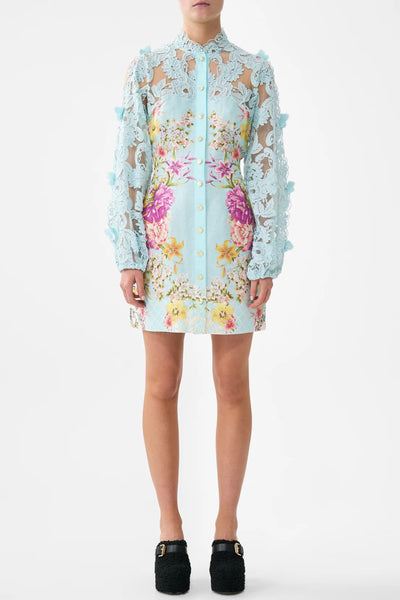 Bazaar Blooms Lace Sleeve Mini Dress