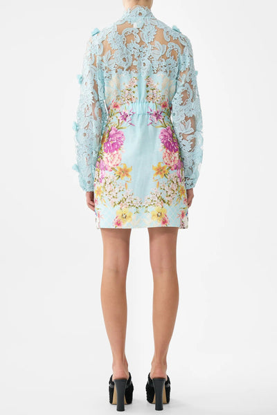 Bazaar Blooms Lace Sleeve Mini Dress