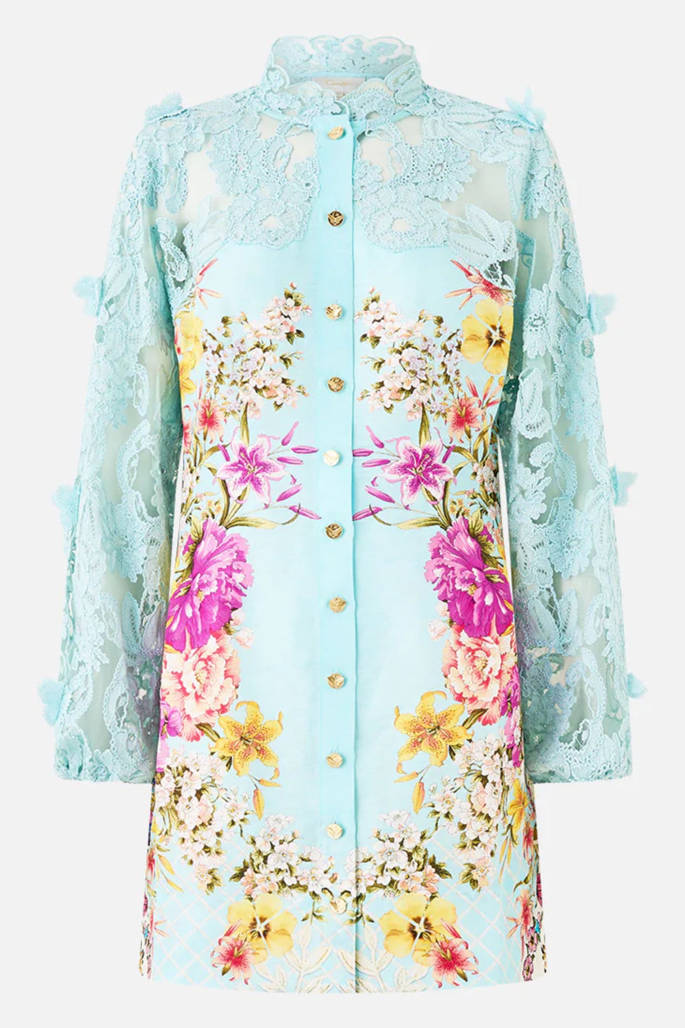 Bazaar Blooms Lace Sleeve Mini Dress