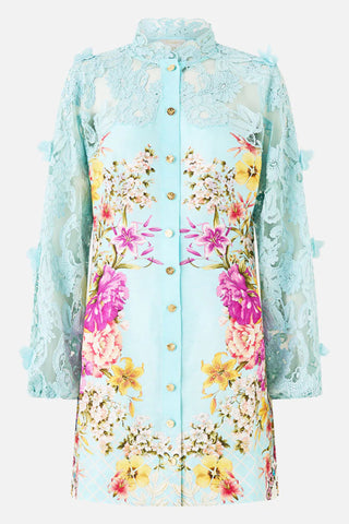 Bazaar Blooms Lace Sleeve Mini Dress