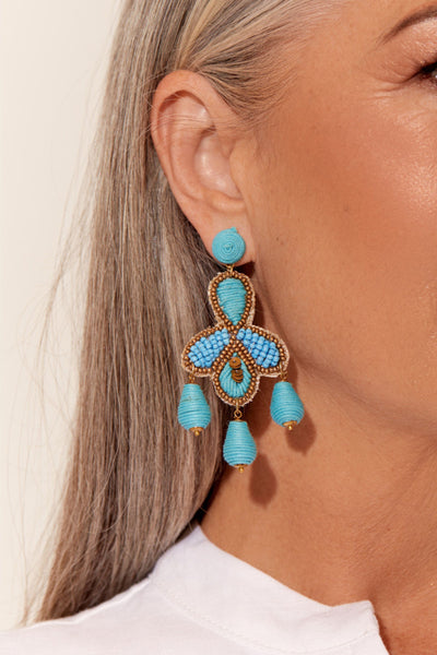 Beachside Chandelier Earrings - Turquoise Gold