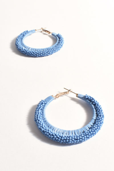 Bead and Raffia Event Hoops - Sky Blue