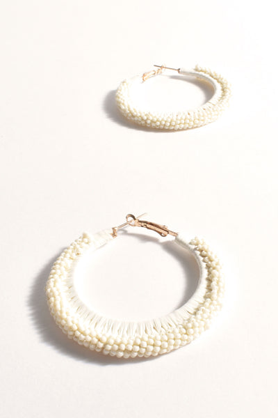 Bead and Raffia Event Hoops - Cream