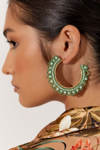 Beaded Lave Event Hoops - Green