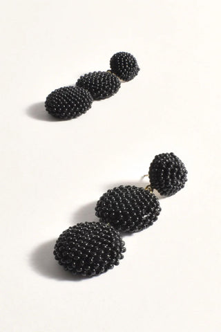 Beaded Trio Ball Drop Earrings - Black