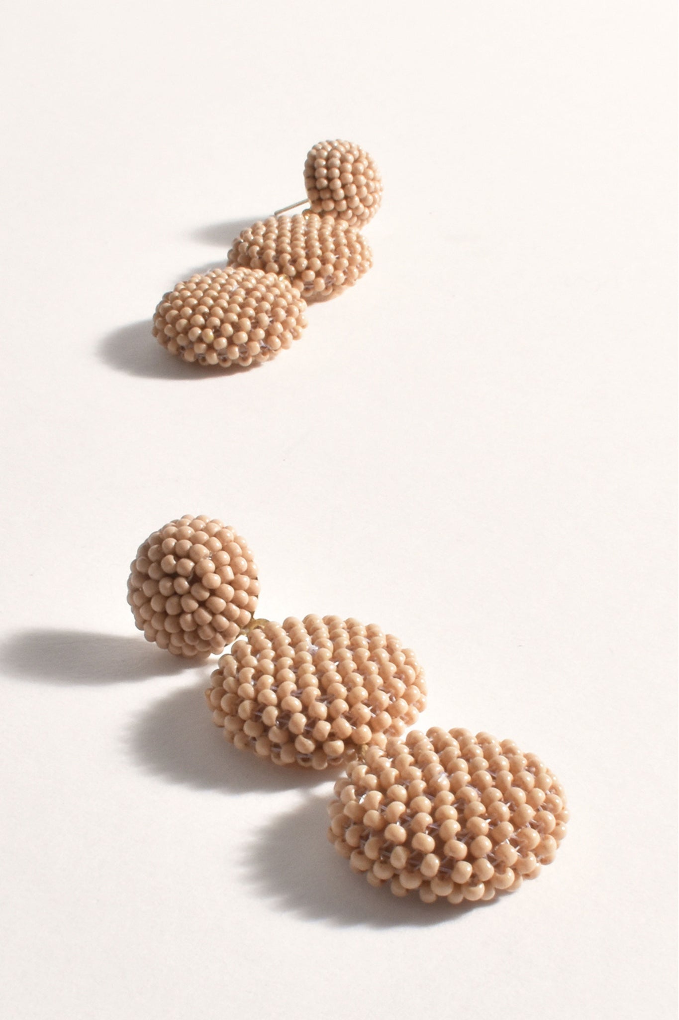 Beaded Trio Ball Drop Earrings - Nude