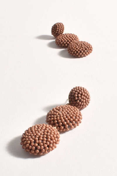 Beaded Trio Ball Drop Earrings - Tan