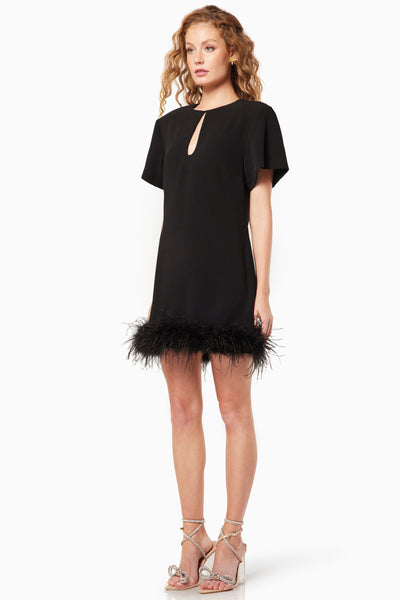 Beatrix Feather Mini Dress - Black SIZE S/8 ONLY