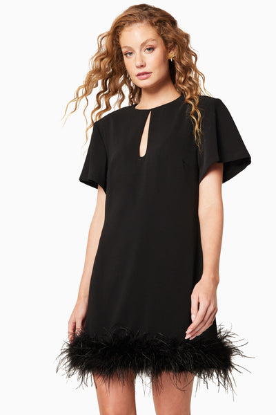 Beatrix Feather Mini Dress - Black SIZE S/8 ONLY