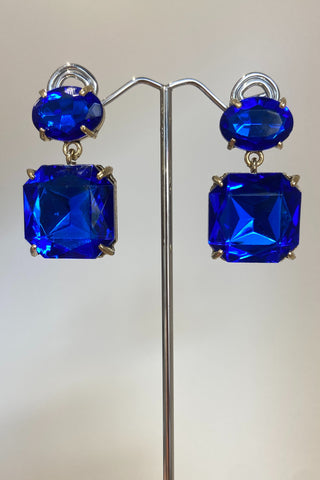 Bec Crystal Drop Earrings - Cobalt Blue