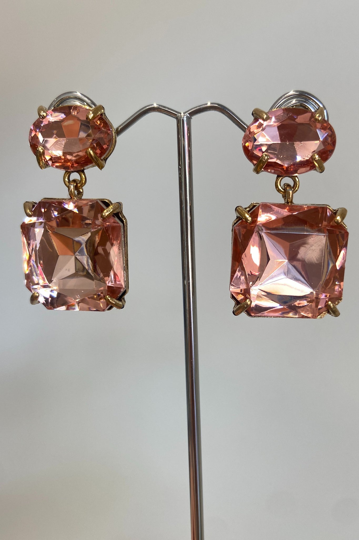 Bec Crystal Drop Earrings - Peach Pink