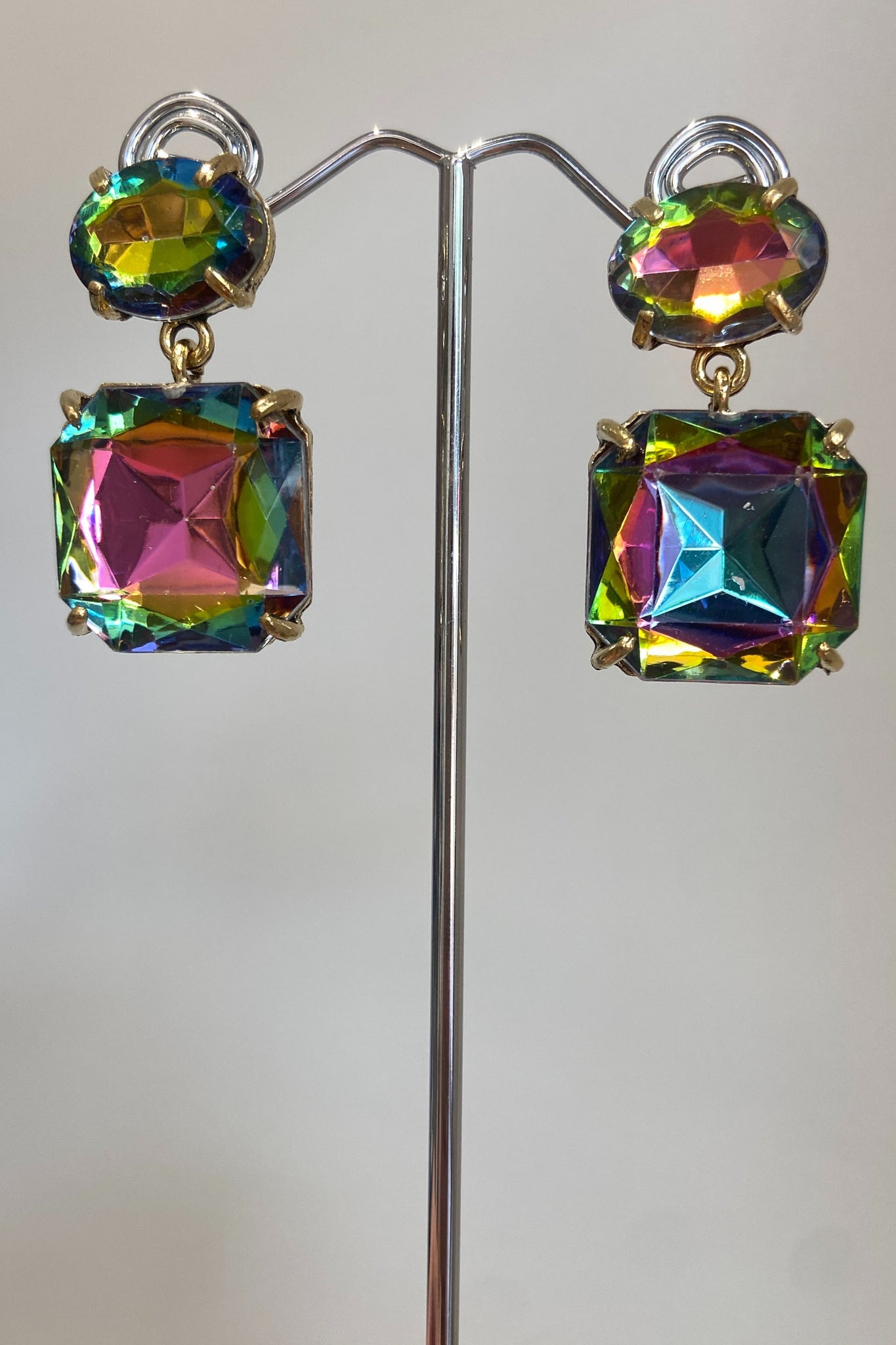 Bec Crystal Drop Earrings - Rainbow