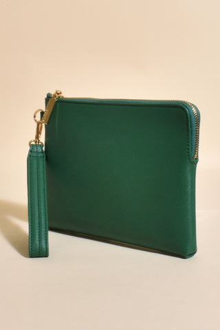 Becca Textured Corner Zip Pouch - Green