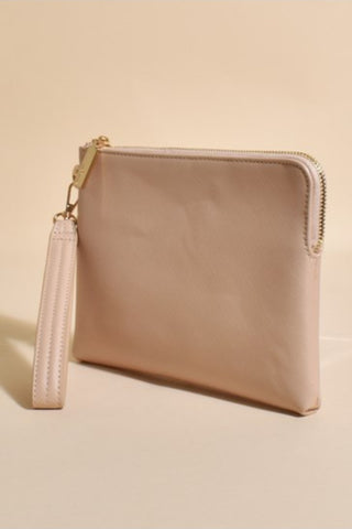 Becca Textured Corner Zip Pouch - Nude