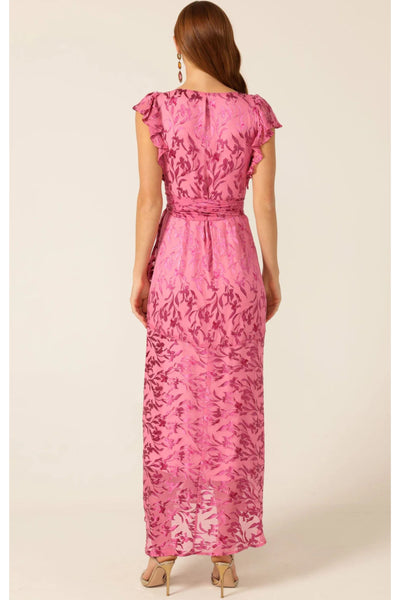 Bella Rose Maxi Wrap Dress - Magenta Botanical