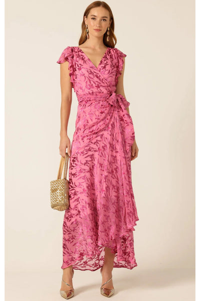 Bella Rose Maxi Wrap Dress - Magenta Botanical