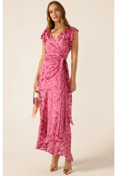 Bella Rose Maxi Wrap Dress - Magenta Botanical