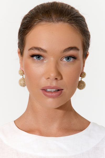 Belle of the Ball Diamante Earrings - Crystal Gold