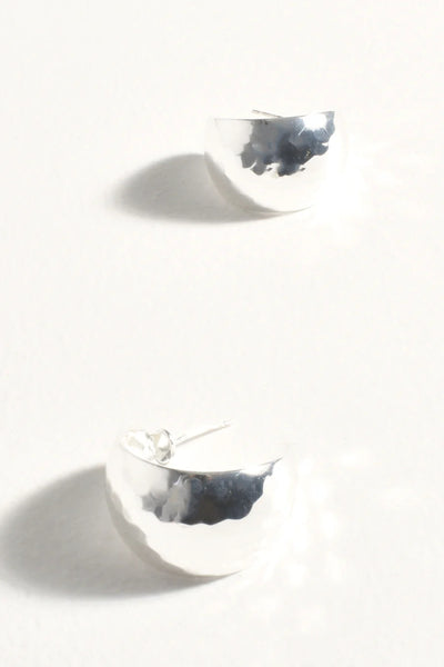 Bevelled Mini Curved Hoops - Silver