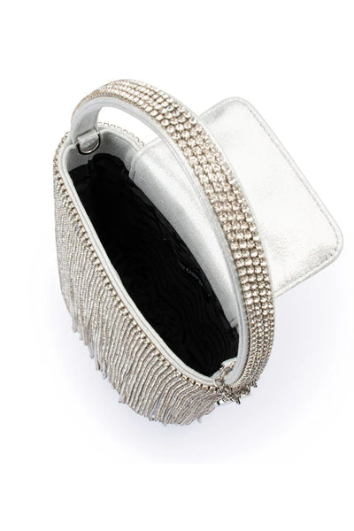 Billie Crystal Fringe Bag - Silver