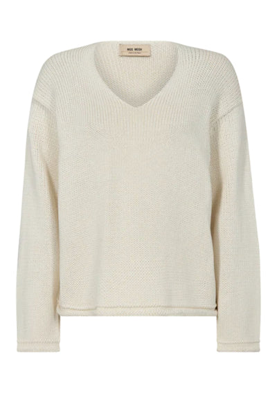 Bine LS V-Neck Knit -Ecru