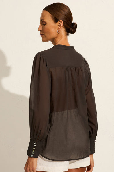 Birdie Embroidered Blouse - Black