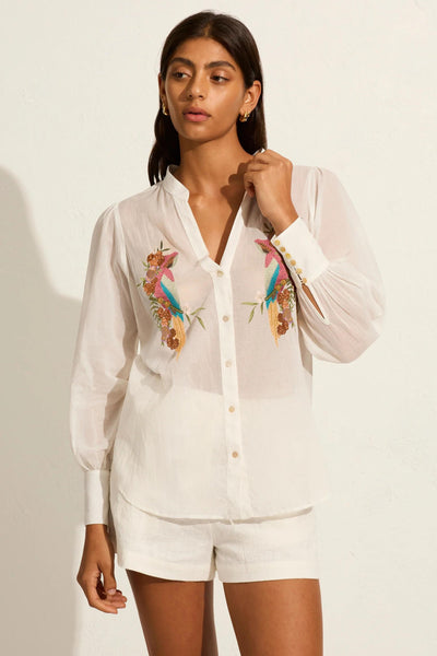 Birdie Embroidered Blouse - White