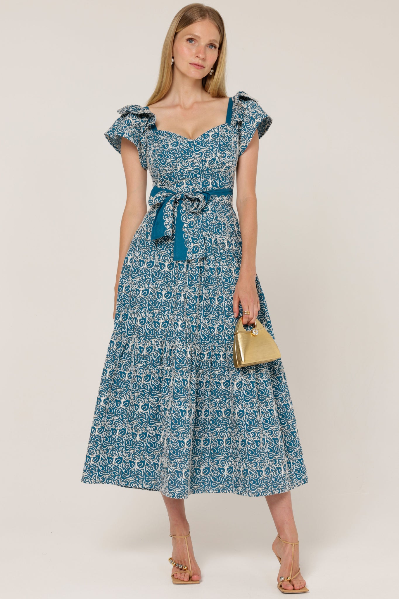 Blue Wing Maxi Dress - Teal Cornelli