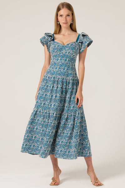 Blue Wing Maxi Dress - Teal Cornelli