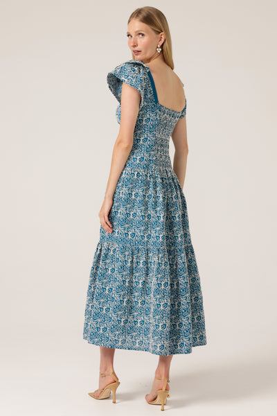 Blue Wing Maxi Dress - Teal Cornelli