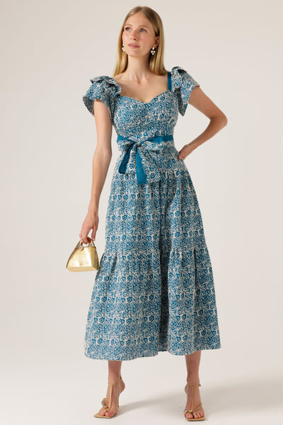 Blue Wing Maxi Dress - Teal Cornelli