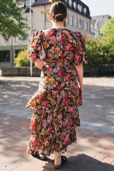 Bohemian Belt Midi Dress - Rose Garden