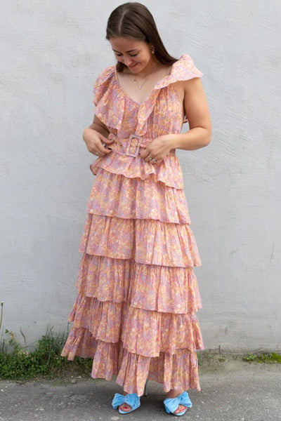 Bohemian Tiered Maxi Dress - Yellow Poppy SIZE 16/18 ONLY