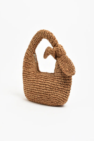Bow Handle Mini Basket - Camel