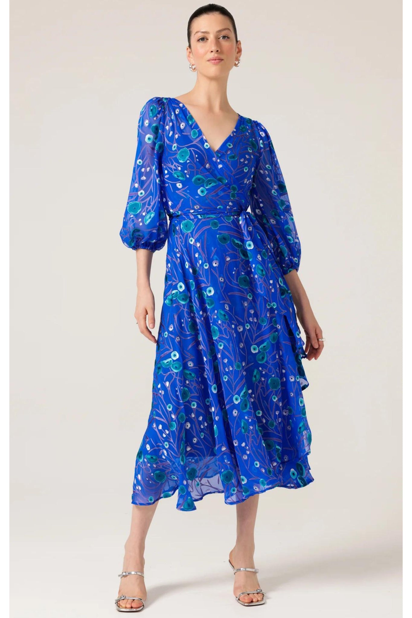 Bowerbird Silk Wrap Dress - Periwinkle Poppy