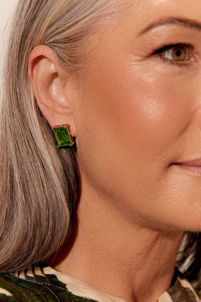 Bree Rectangle Jewel Stud Earrings - Pink