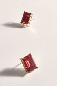 Bree Rectangle Jewel Stud Earrings - Pink