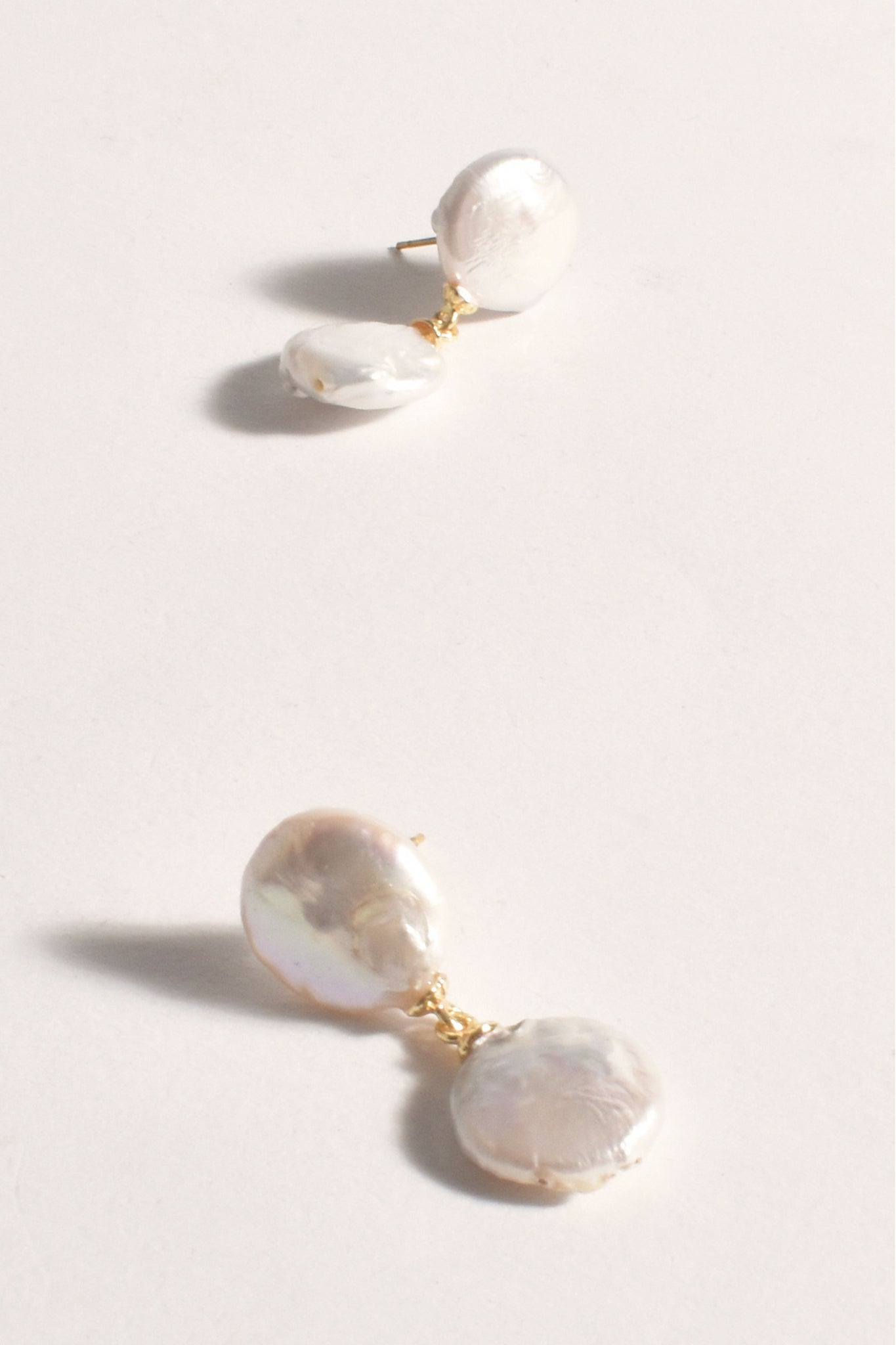 Button Pearl Classic Drop Earrings - Gold