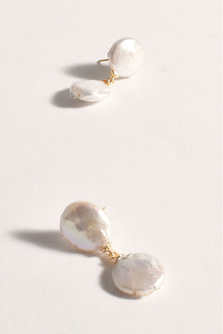 Button Pearl Classic Drop Earrings - Gold