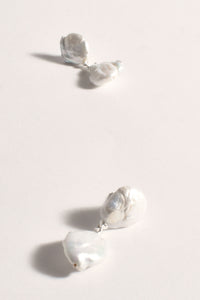 Button Pearl Classic Drop Earrings - Silver