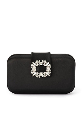 Emmy Crystal Trim Clutch - Black