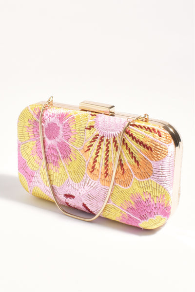 Calypso Floral Woven Structured Clutch - Multi