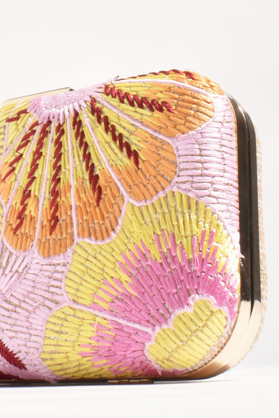 Calypso Floral Woven Structured Clutch - Multi