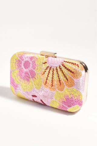 Calypso Floral Woven Structured Clutch - Multi