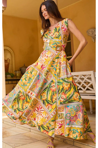 Canary Maxi Wrap Dress - Mango Paisley Tile